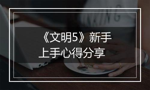 《文明5》新手上手心得分享