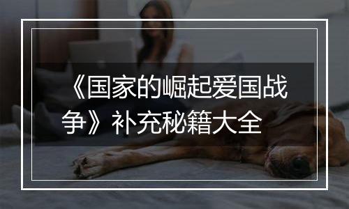 《国家的崛起爱国战争》补充秘籍大全