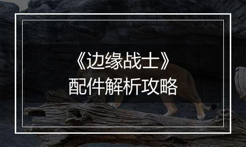 《边缘战士》配件解析攻略