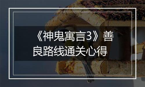 《神鬼寓言3》善良路线通关心得