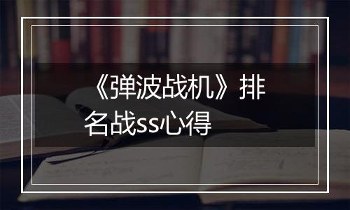 《弹波战机》排名战ss心得