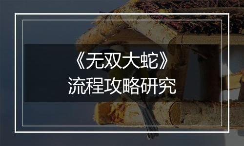 《无双大蛇》流程攻略研究