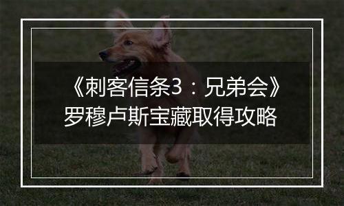 《刺客信条3：兄弟会》罗穆卢斯宝藏取得攻略