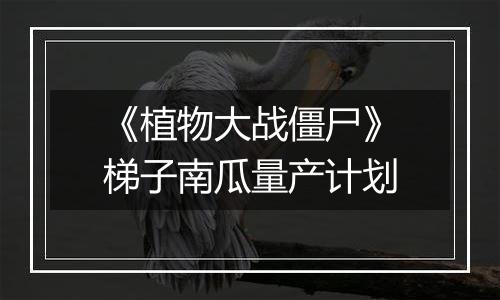 《植物大战僵尸》梯子南瓜量产计划