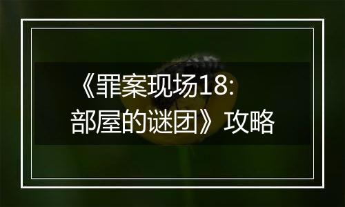 《罪案现场18:部屋的谜团》攻略
