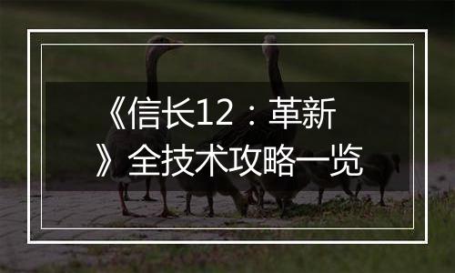 《信长12：革新》全技术攻略一览