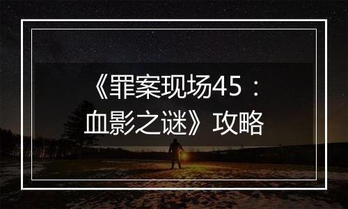 《罪案现场45：血影之谜》攻略