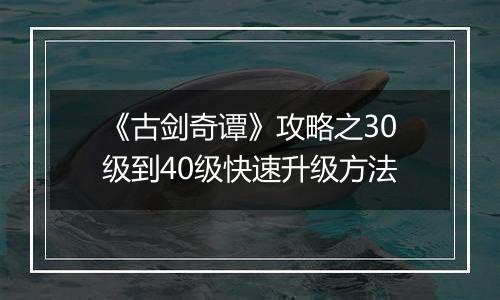 《古剑奇谭》攻略之30级到40级快速升级方法