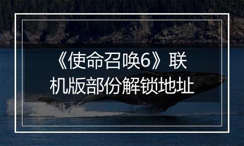 《使命召唤6》联机版部份解锁地址