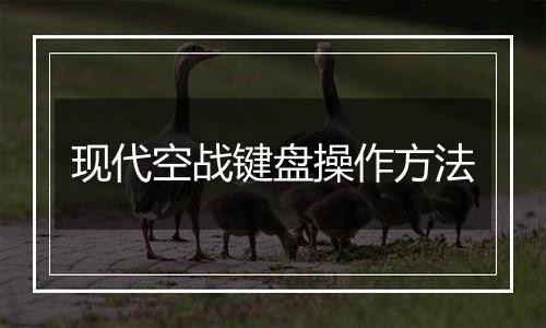 现代空战键盘操作方法