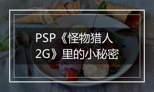 PSP《怪物猎人2G》里的小秘密