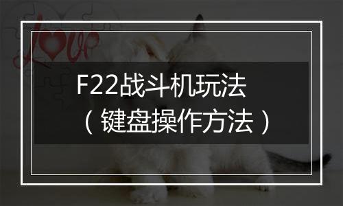 F22战斗机玩法（键盘操作方法）