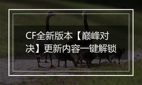 CF全新版本【巅峰对决】更新内容一键解锁