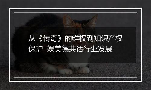 从《传奇》的维权到知识产权保护  娱美德共话行业发展