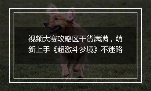 视频大赛攻略区干货满满，萌新上手《超激斗梦境》不迷路