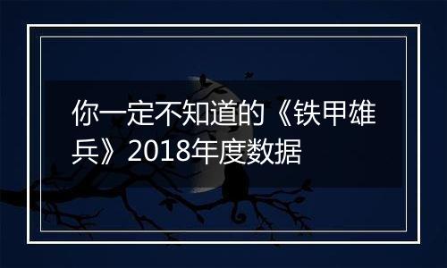你一定不知道的《铁甲雄兵》2018年度数据