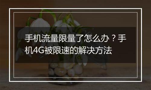 手机流量限量了怎么办？手机4G被限速的解决方法