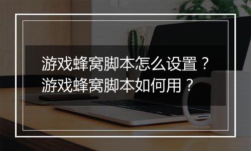 游戏蜂窝脚本怎么设置？游戏蜂窝脚本如何用？
