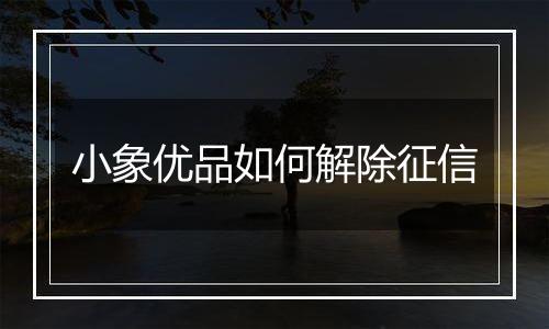小象优品如何解除征信