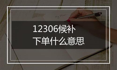 12306候补下单什么意思