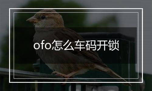 ofo怎么车码开锁