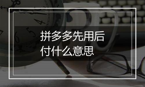 拼多多先用后付什么意思