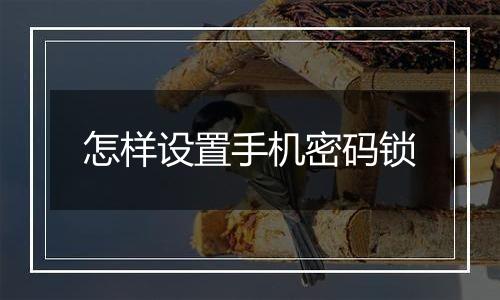 怎样设置手机密码锁