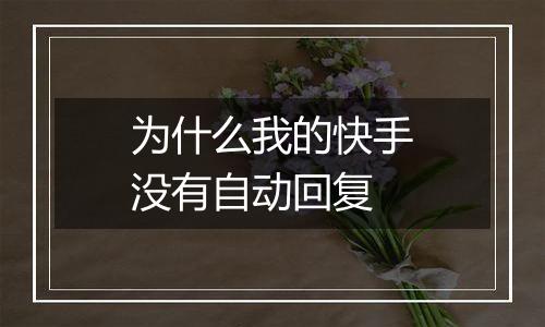 为什么我的快手没有自动回复