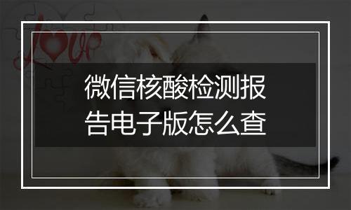 微信核酸检测报告电子版怎么查