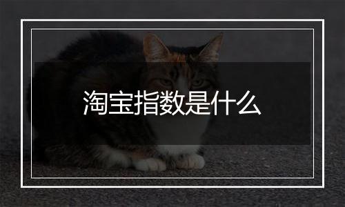 淘宝指数是什么