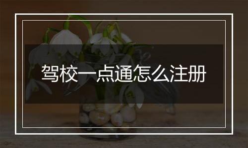 驾校一点通怎么注册