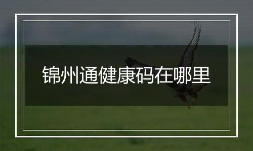 锦州通健康码在哪里