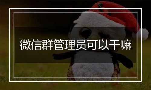 微信群管理员可以干嘛