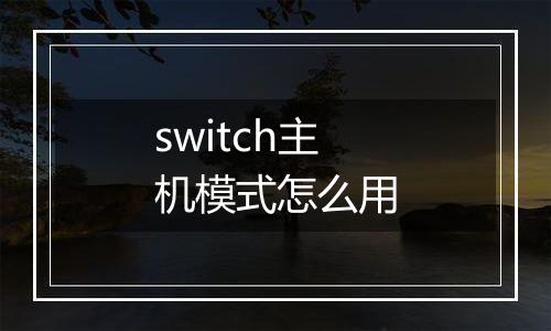 switch主机模式怎么用