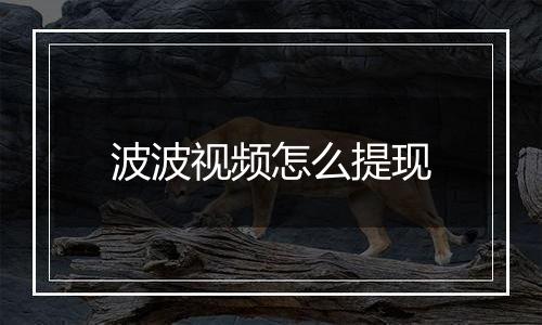 波波视频怎么提现