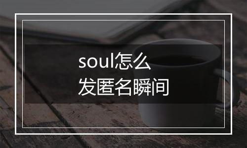 soul怎么发匿名瞬间