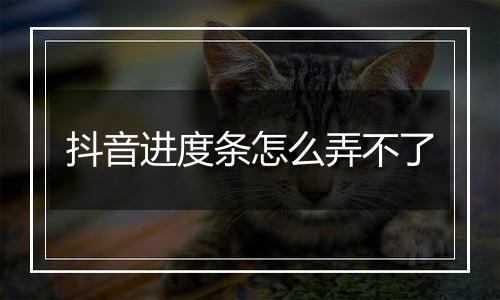 抖音进度条怎么弄不了