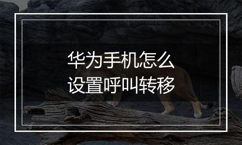 华为手机怎么设置呼叫转移