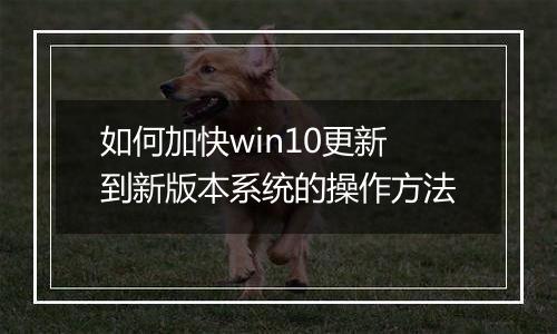 如何加快win10更新到新版本系统的操作方法