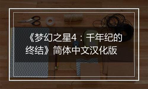 《梦幻之星4：千年纪的终结》简体中文汉化版