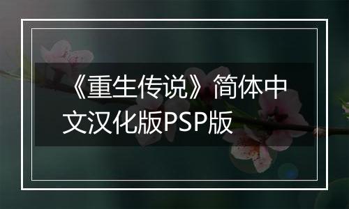 《重生传说》简体中文汉化版PSP版