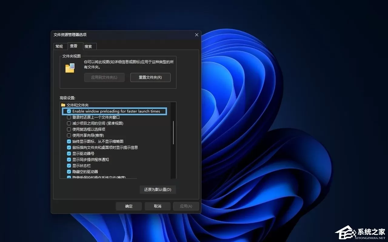 Win11 文件资源管理器预加载功能启用与禁用教程