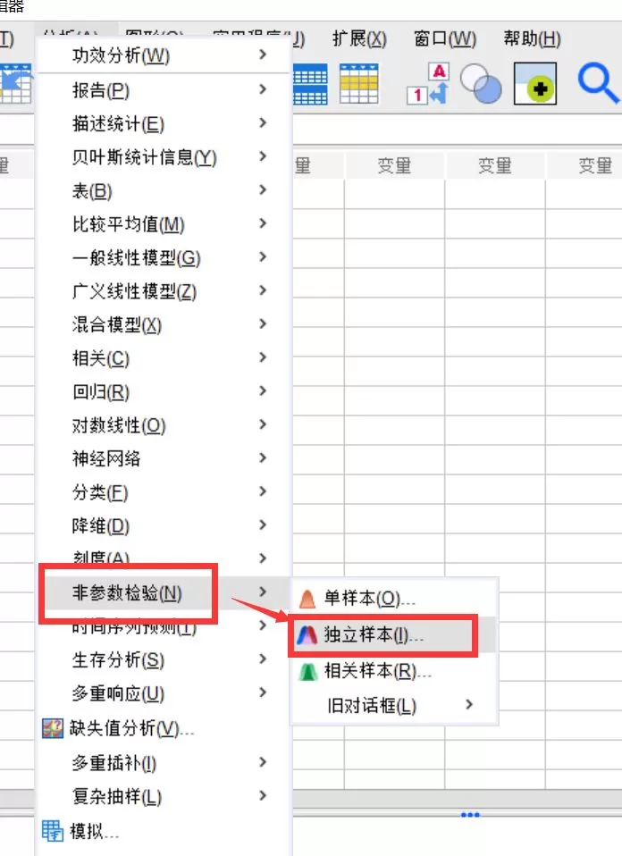 怎么使用SPSS对两个独立样本进行非参数检验?