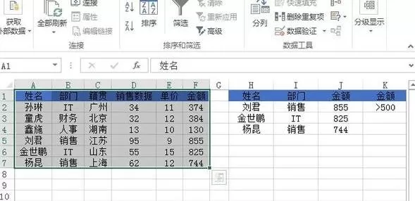 Excel2013如何使用高级筛选功能复制特定的行或列?