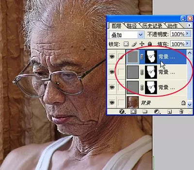怎么使用PhotoShop将老人图片由模糊变清晰?